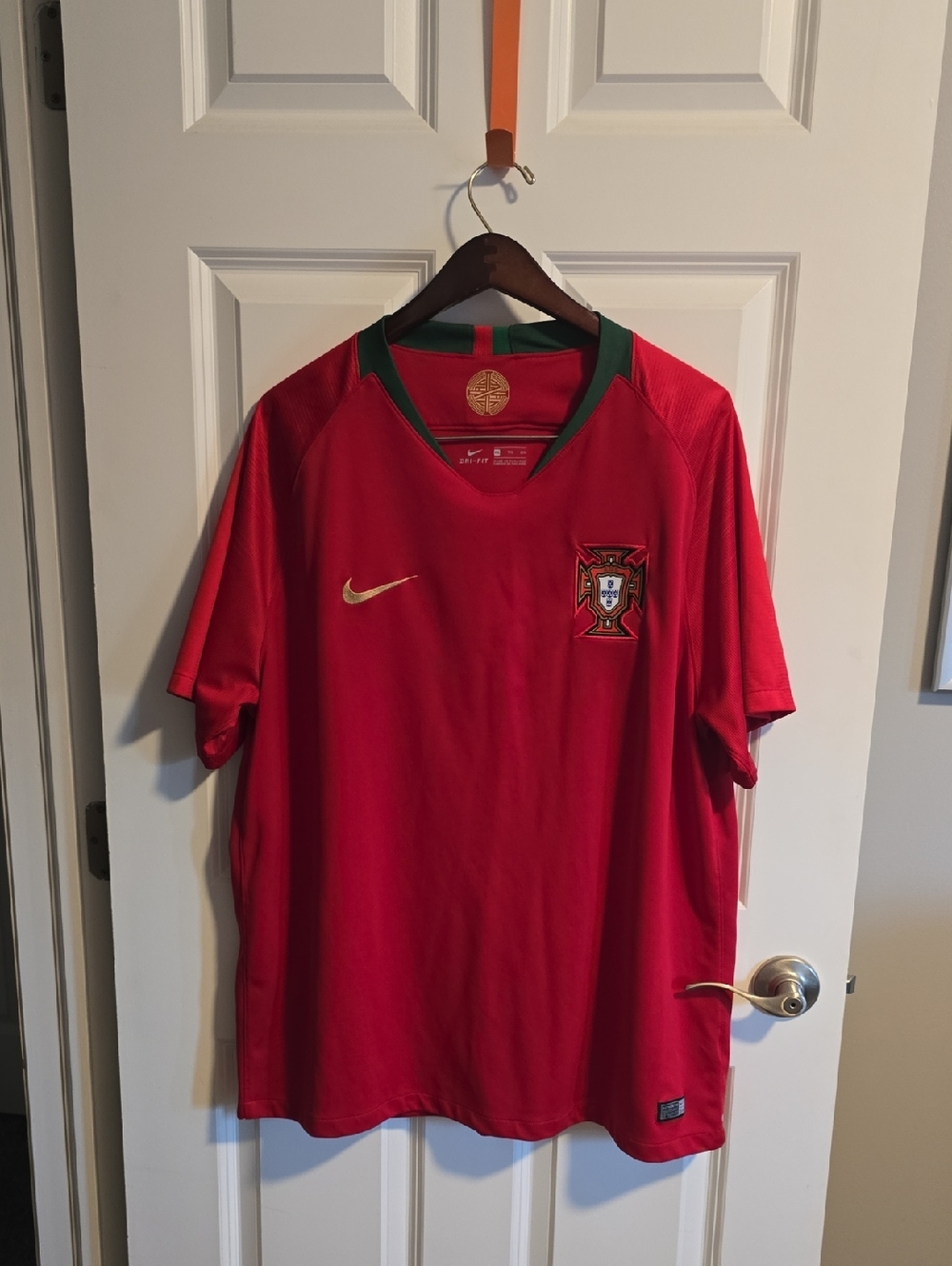 Nike Red Portugal Football Jersey with Green Trim